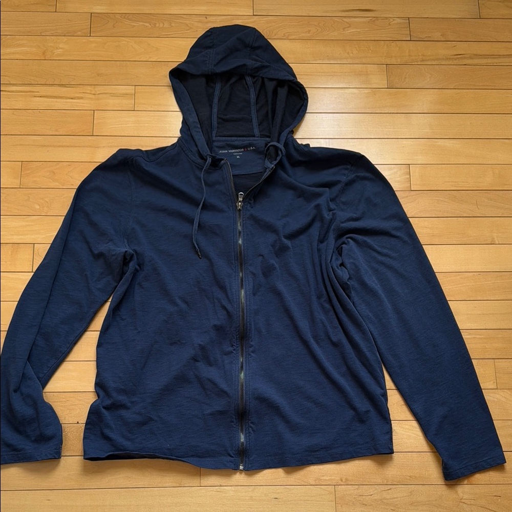 John Varvatos Men's Navy Full-Zip Hooded Sweater